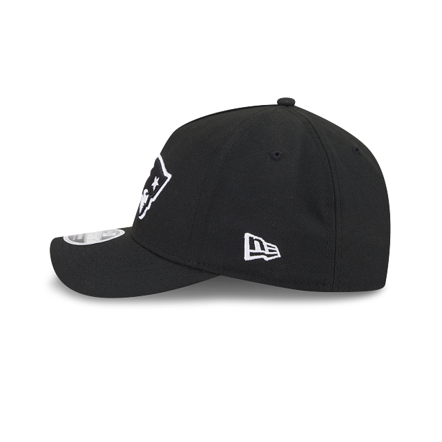 New England Patriots NFL New Era Men's Black White 9FORTY M-Crown Adjustable A-Frame Hat