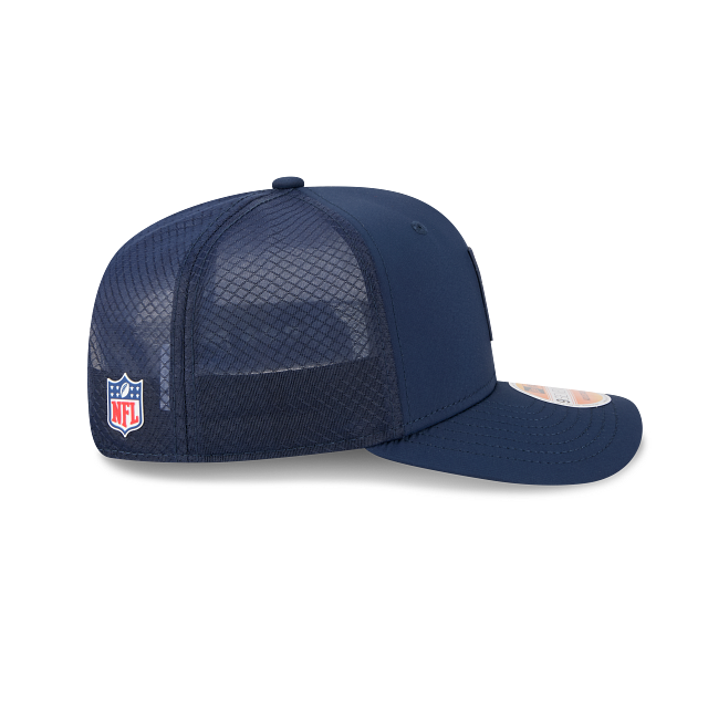 New England Patriots NFL New Era Men's Oceanside Blue 9Seventy 2025 Sideline Hot Weather Trucker Snapback