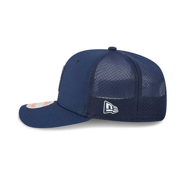 New England Patriots NFL New Era Men's Oceanside Blue 9Seventy 2025 Sideline Hot Weather Trucker Snapback