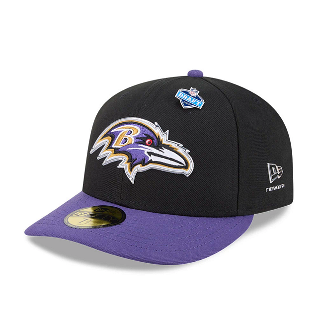Baltimore Ravens NFL New Era Men's Black 59Fifty Pre-Curved 2026 Draft Fitted Hat