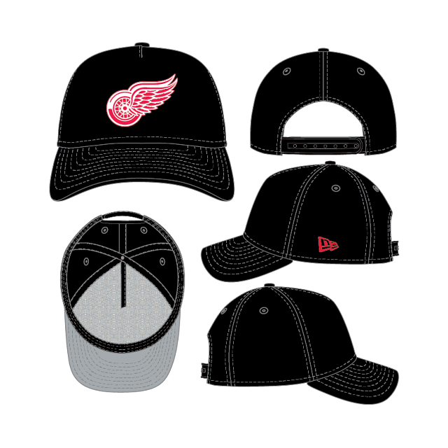 Detroit Red  Wings NHL New Era Men's Black 9Forty A-Frame Snapback Hat