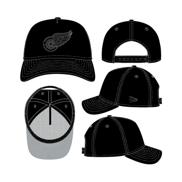 Detroit Red  Wings NHL New Era Men's Black on Black 9Forty A-Frame Snapback Hat