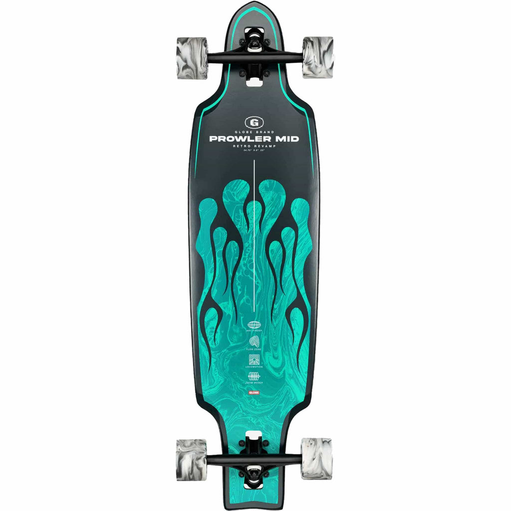 Globe Prowler Mid Longboard Complete Green Flames 34"