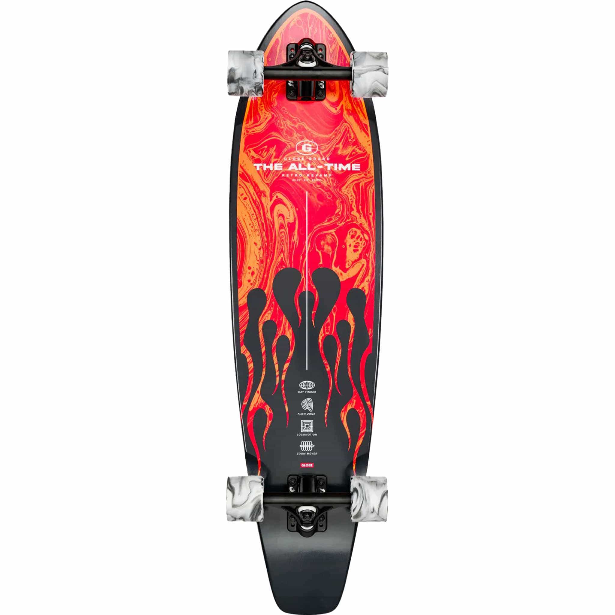 Globe The All Time Longboard Complete Red Flames 35"