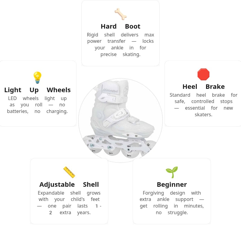 Luminous Rayon White Kids Skates