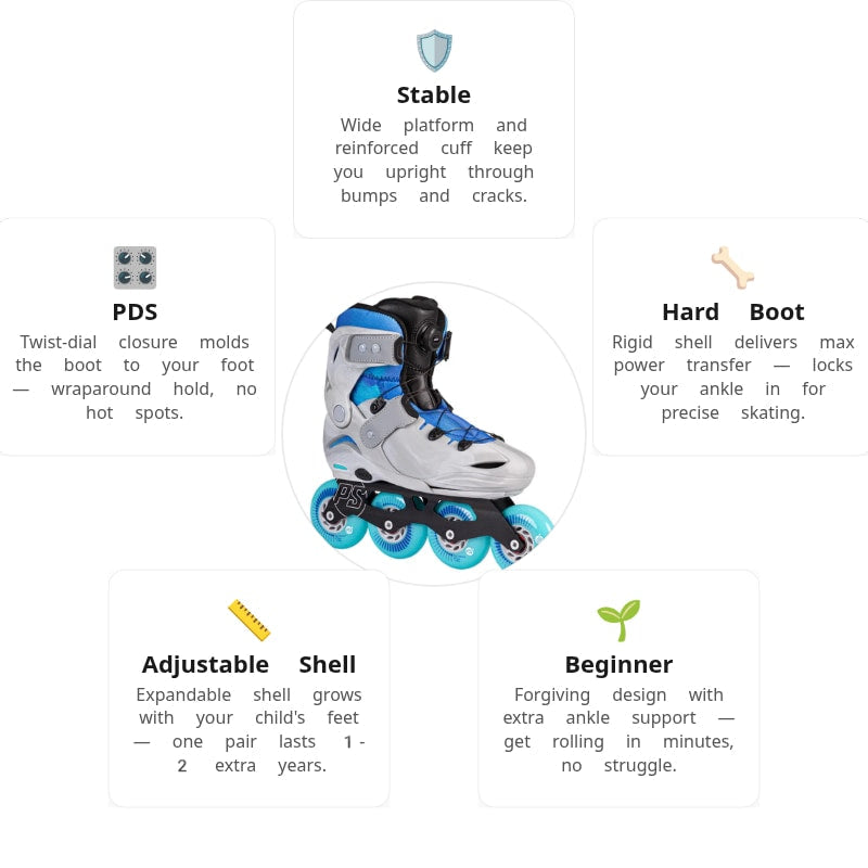 Powerslide Jet Pro PDS Smoky Grey adj. Kids Skates