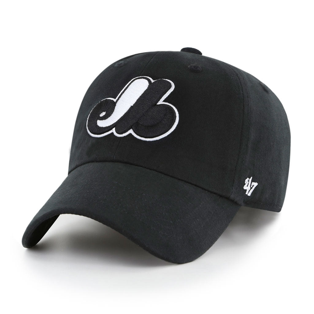 Montreal Expos MLB 47 Brand Men's Black/White Clean Up Adjustable Hat