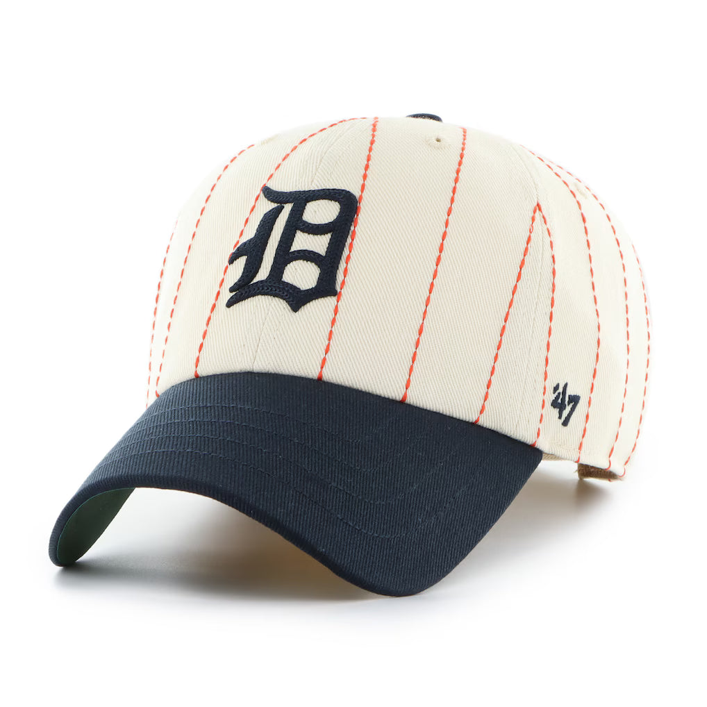 Detroit Tigers MLB 47 Brand Men's Beige Rawlings Pinstripe Clean Up Adjustable Hat