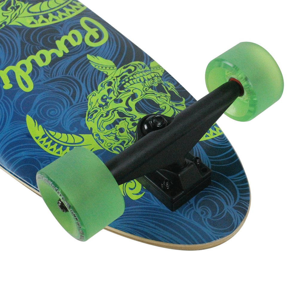 Paradise Longboard Turtle Skull Kicktail 9.75" x 44" Blue / Green
