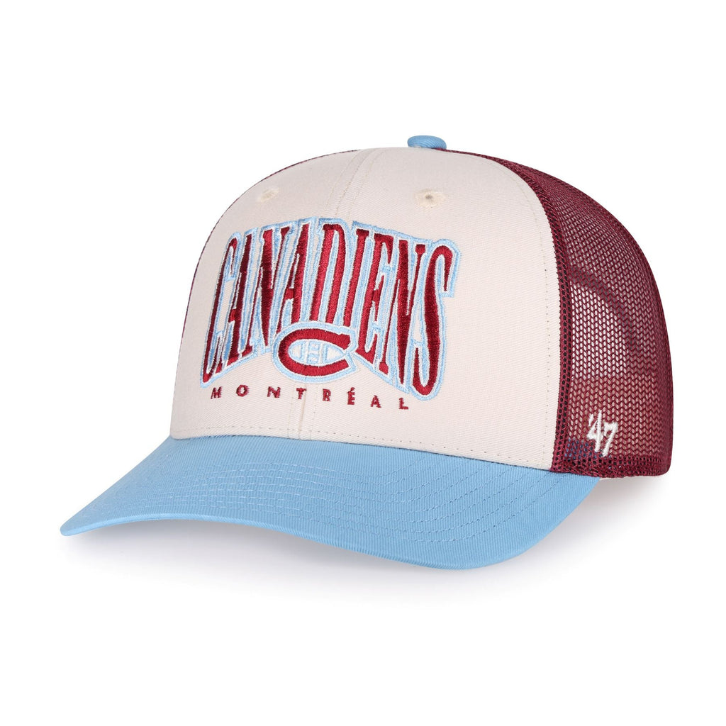 Montreal Canadiens NHL 47 Brand Men's Tricolor Drawbridge Trucker Snapback Hat