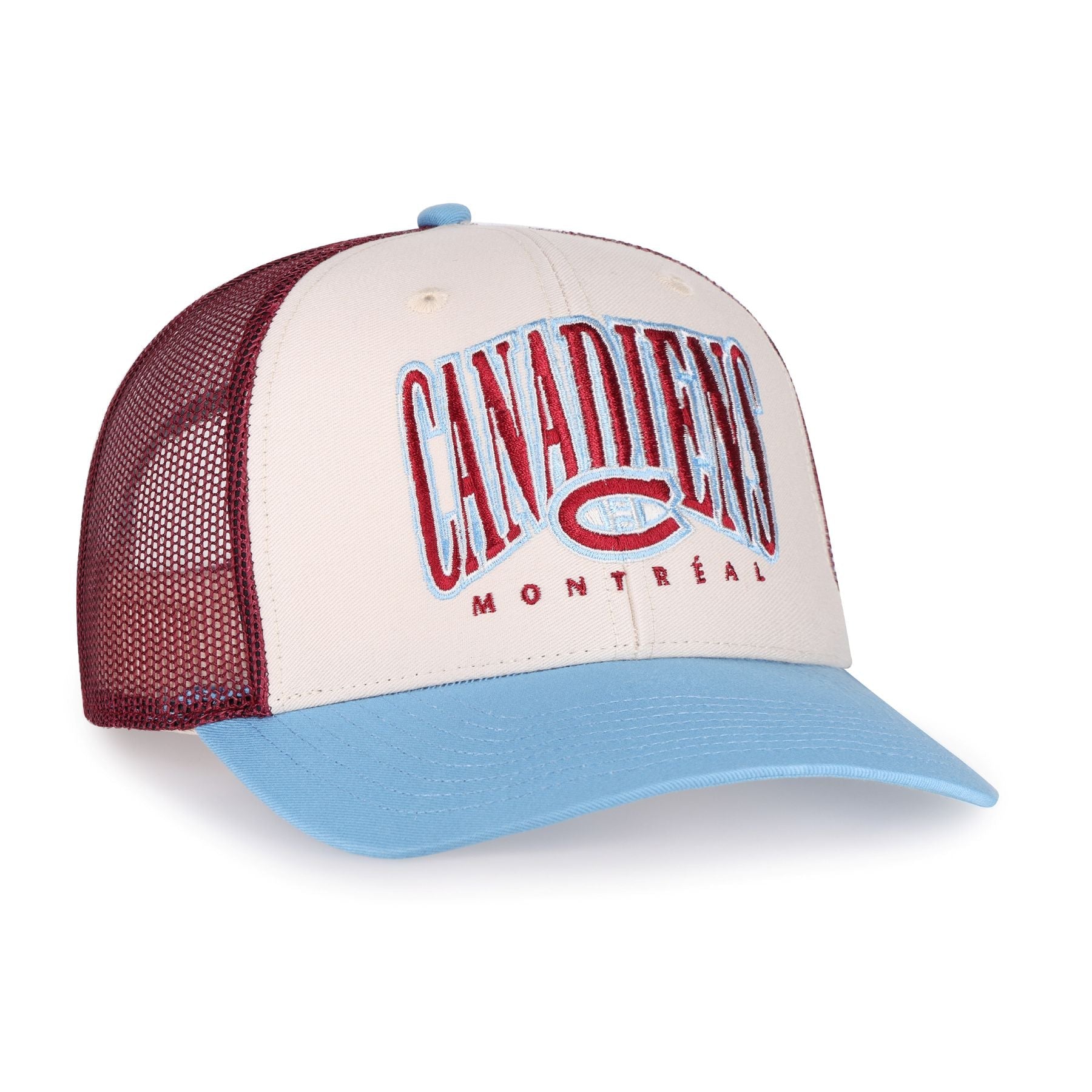 Montreal Canadiens NHL 47 Brand Men's Tricolor Drawbridge Trucker Snapback Hat