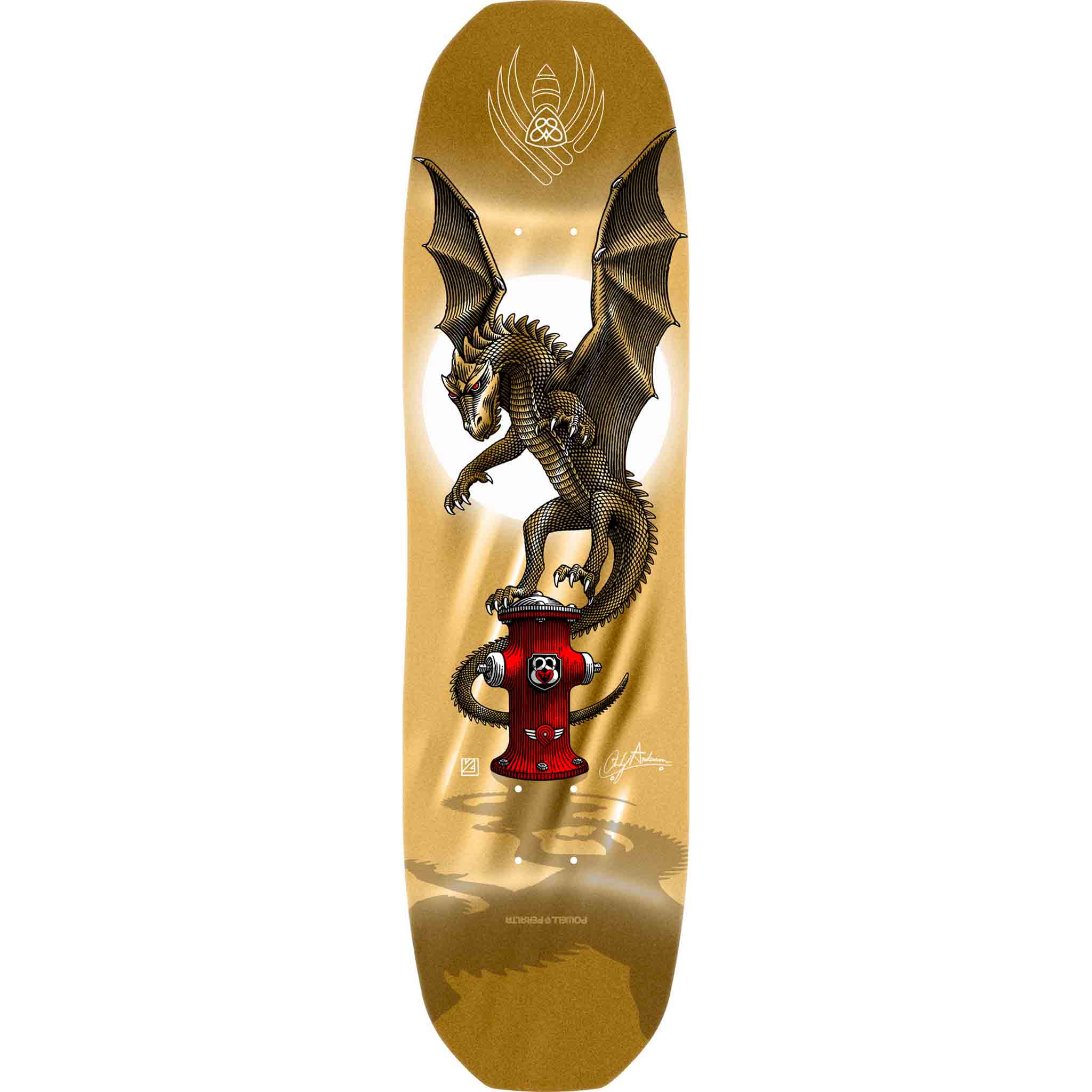 Powell Peralta Anderson Hydrant Flight Skateboard Deck Gold Foil 8.4"