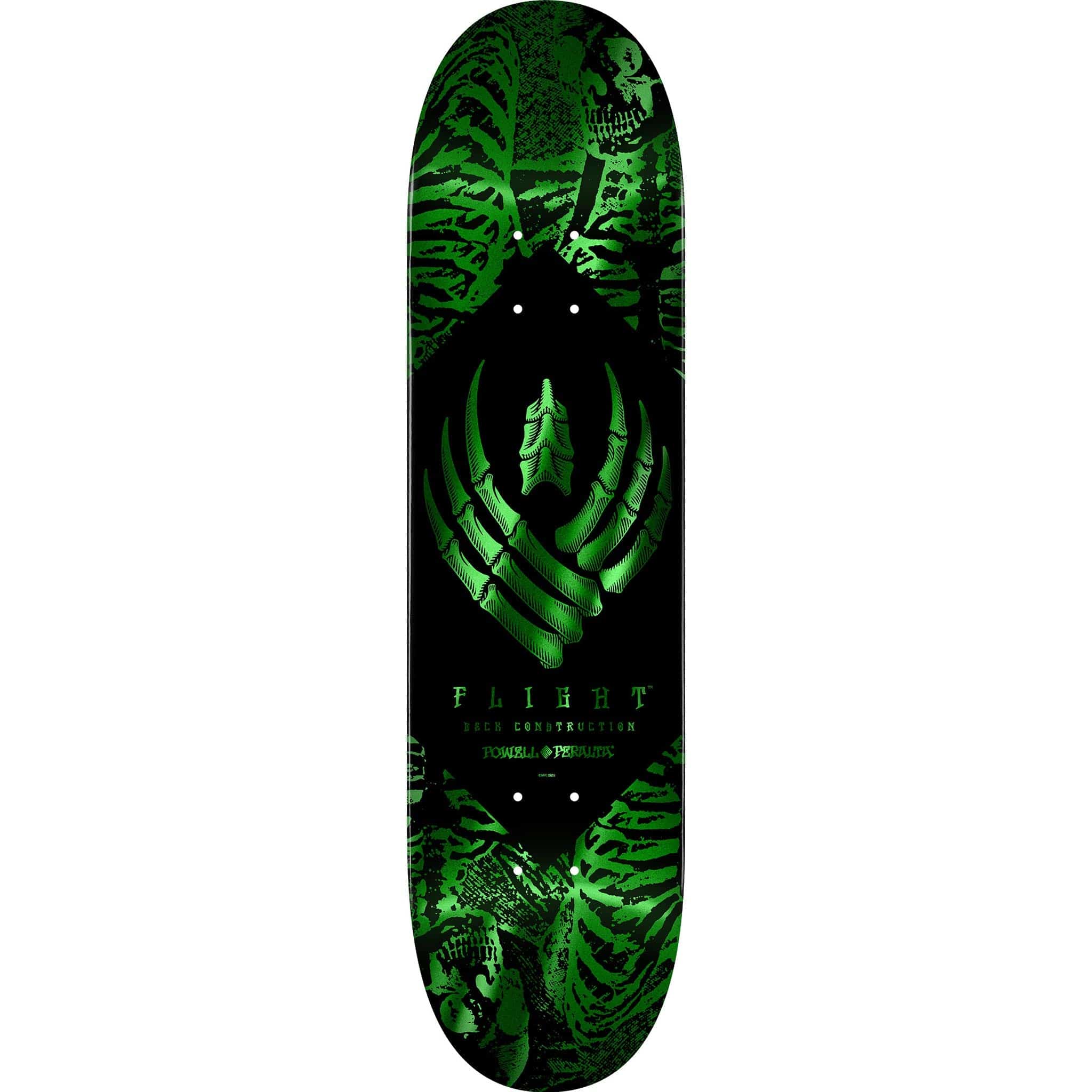 Powell Peralta Skeleton Green Foil Flight Skateboard Deck 8.5"