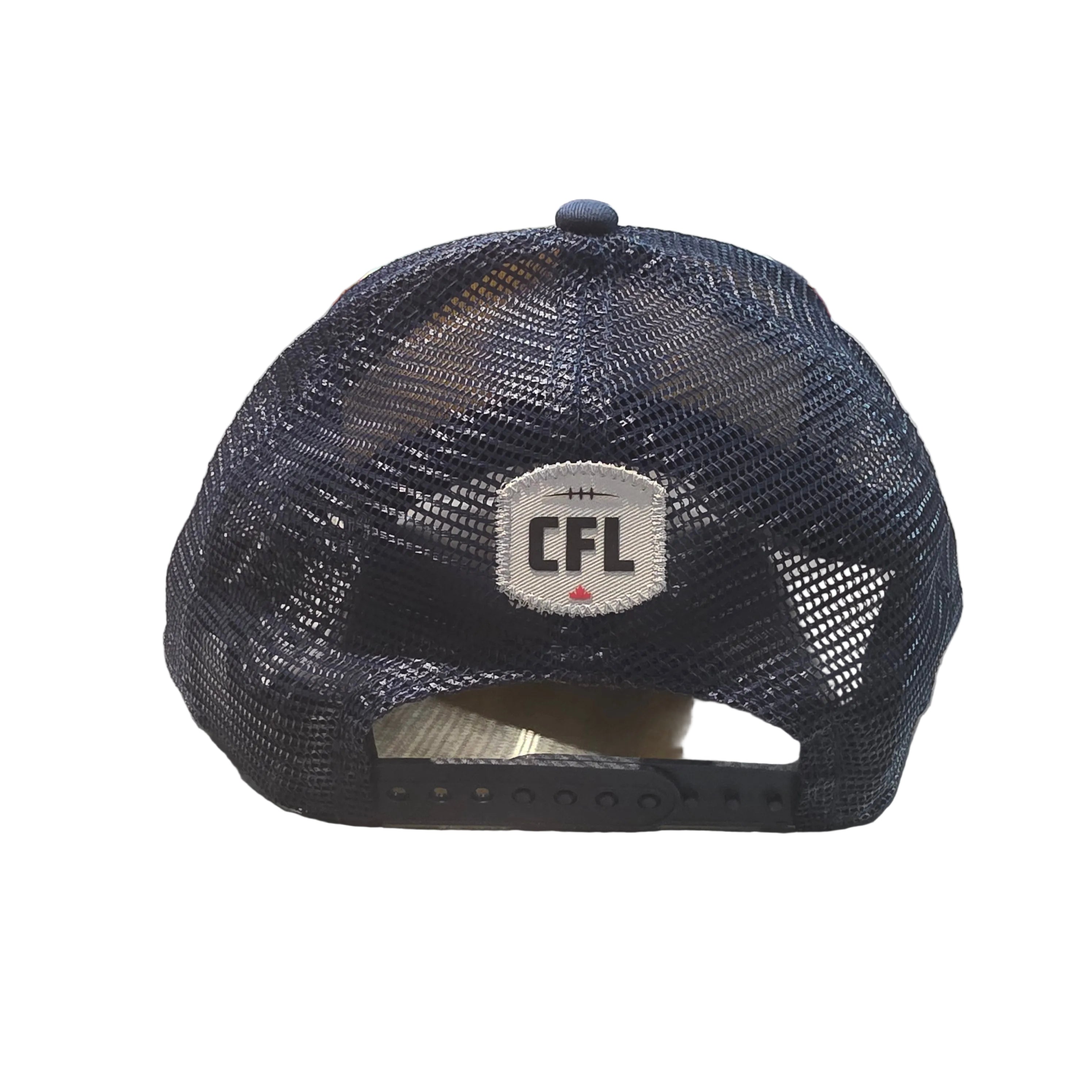 Montreal Alouettes CFL New Era Men's Beige Navy 9Forty A-Frame Trucker Snapback Hat