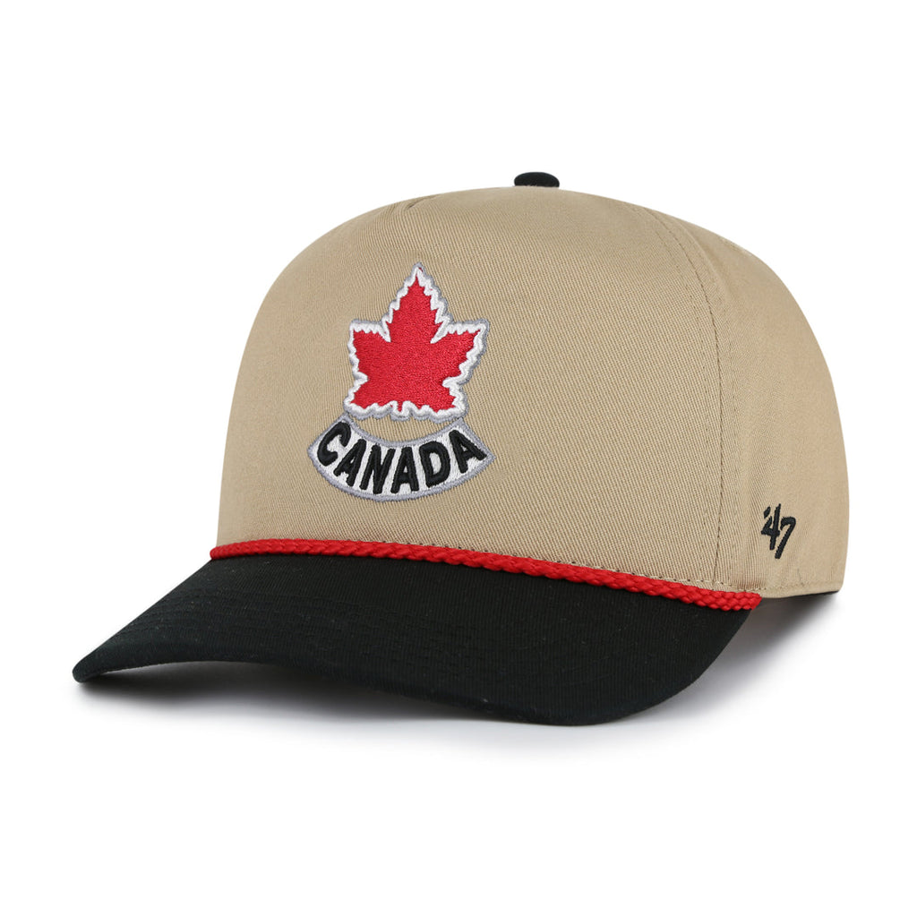 Hockey Canada IIHF 47 Brand Men's Khaki/Black 2002 Logo Sure Shot Hitch Snapback Hat