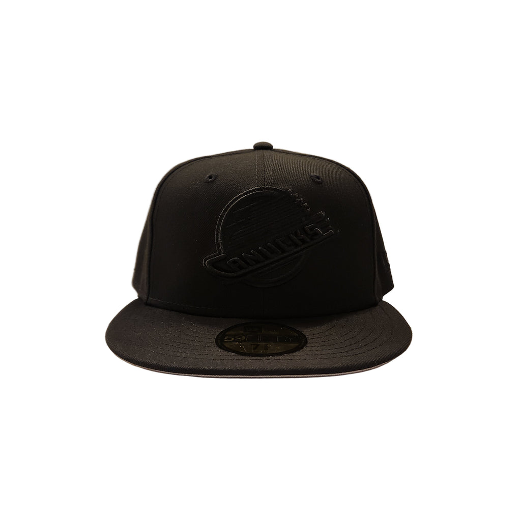 Vancouver Canucks NHL New Era Men's Black on Black 59Fifty Fitted Hat