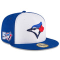 Toronto Blue Jays MLB New Era Men's White/Royal 59Fifty 50th Anniversary Authentic Collection Fitted Hat