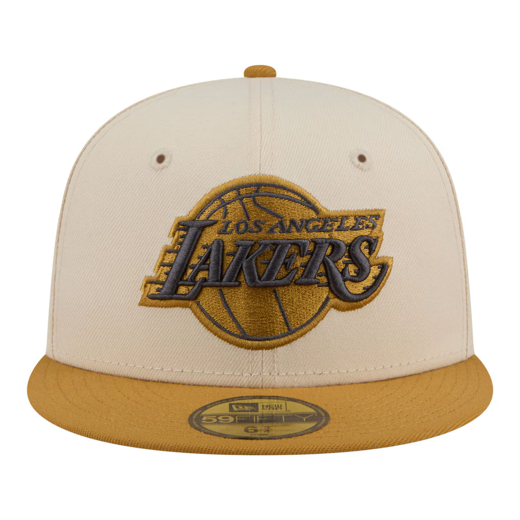 New Era Los Angeles Lakers 2-Tone Color Pack 59FIFTY Fitted Hat-Cream/Tan