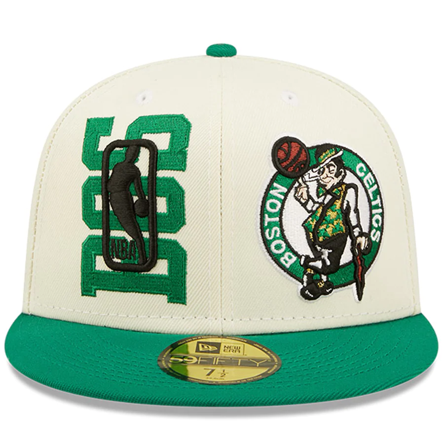 Boston Celtics New Era 2022 NBA Draft 59FIFTY Fitted Hat - Cream/Kelly Green