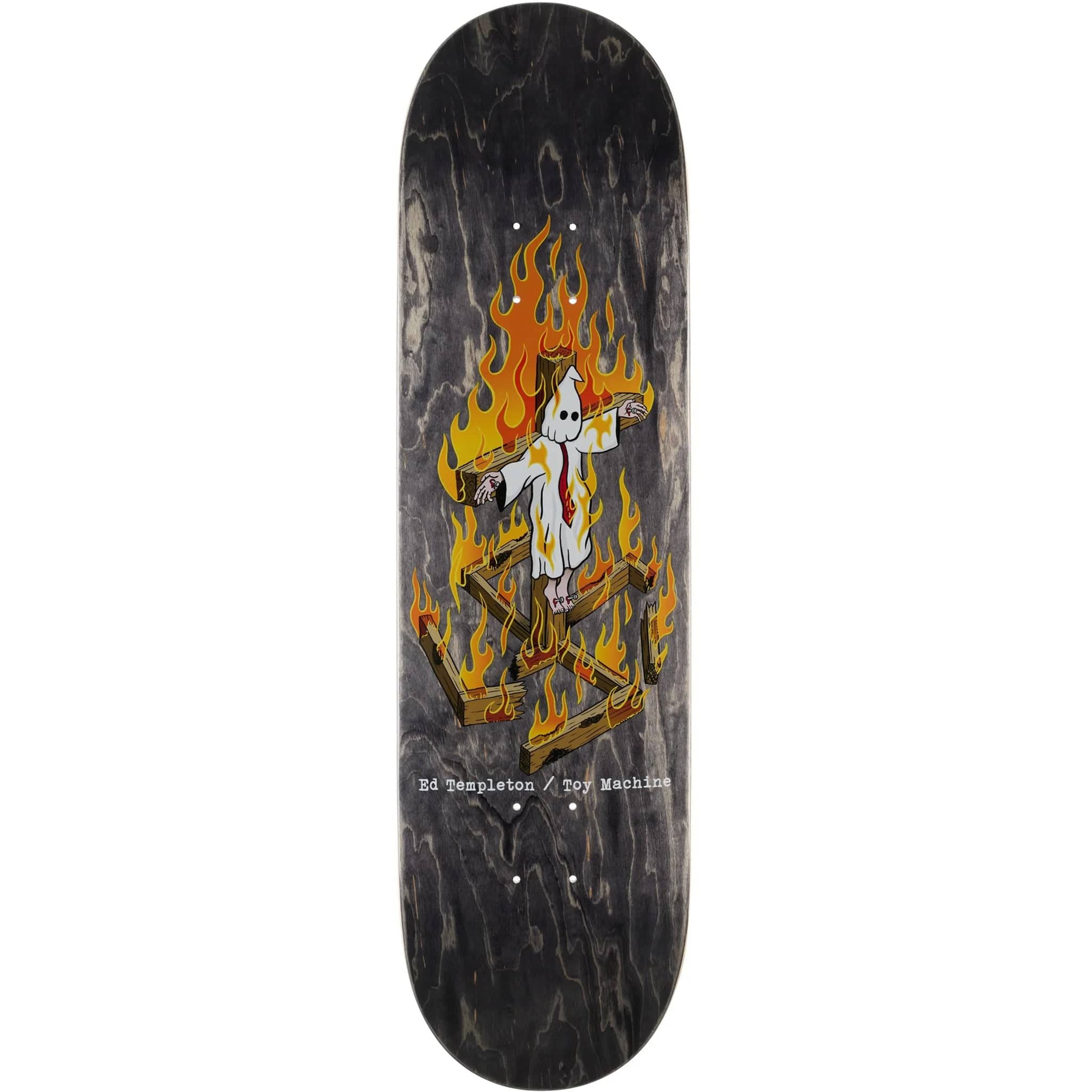 Toy Machine Templeton Charred Cross Skateboard Deck Black Stain 8.5"