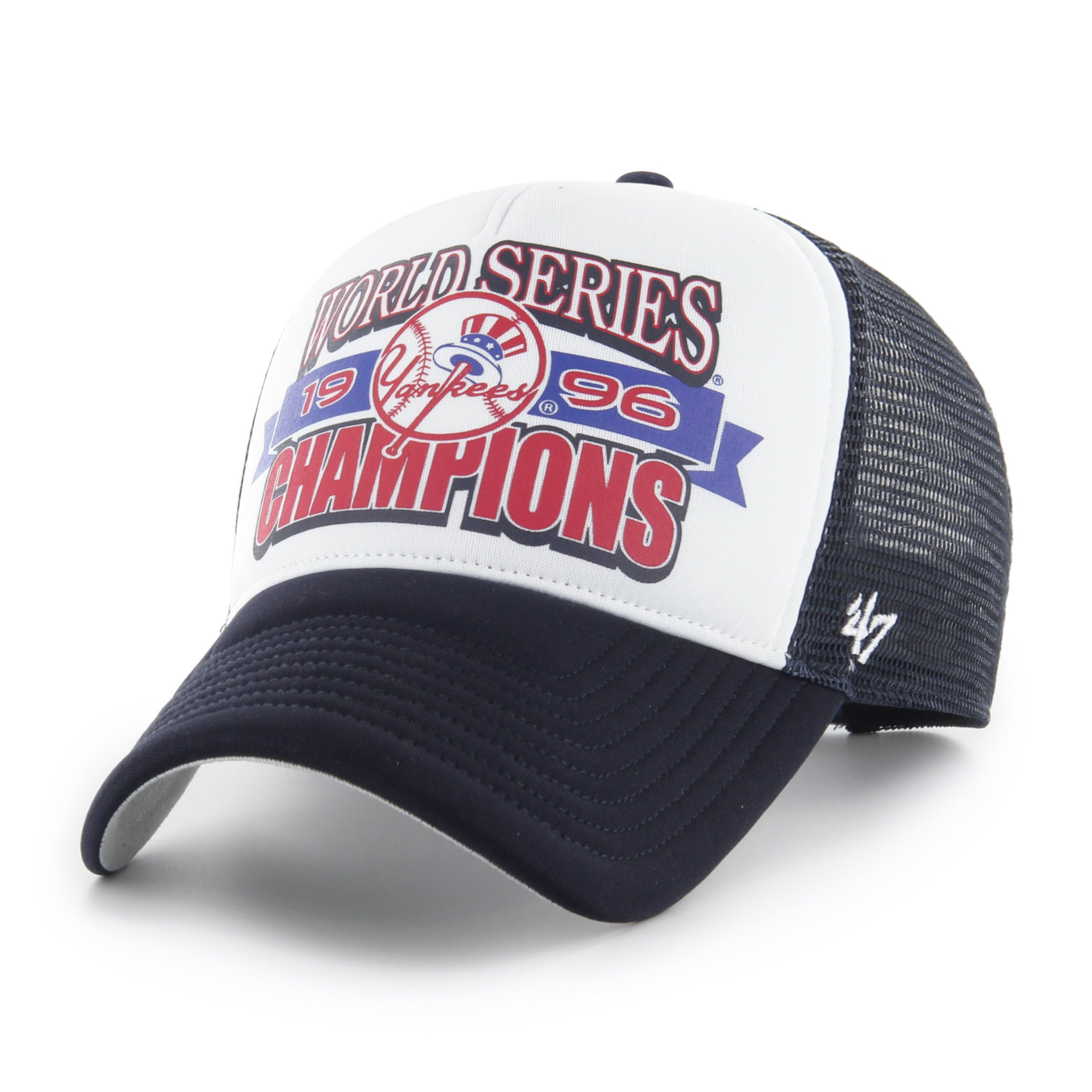 New York Yankees MLB 47 Brand Men's Navy 1996 World Series Offside Foam Trucker Snapback