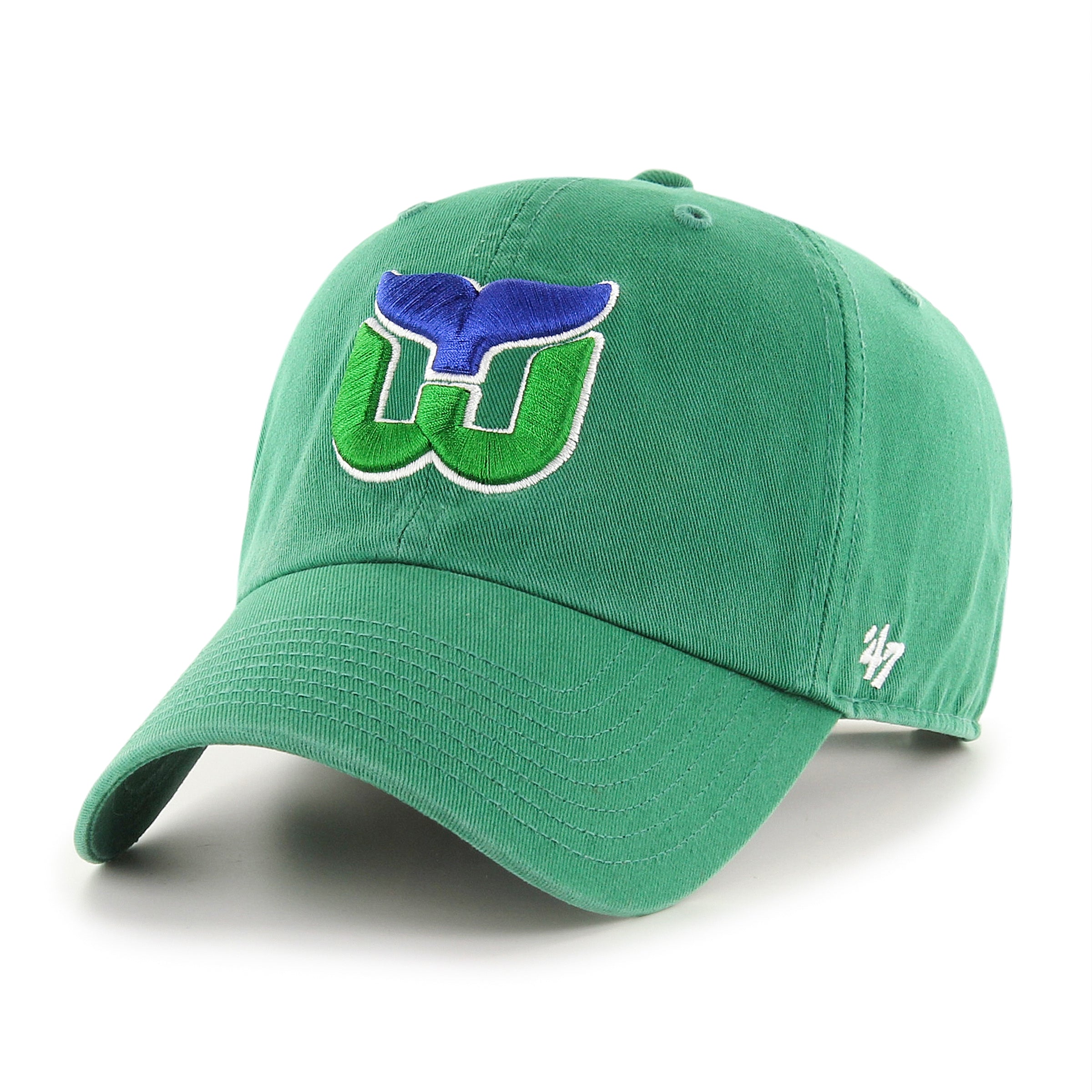 Hartford Whalers NHL 47 Brand Men's Green Vintage Clean Up Adjustable Hat