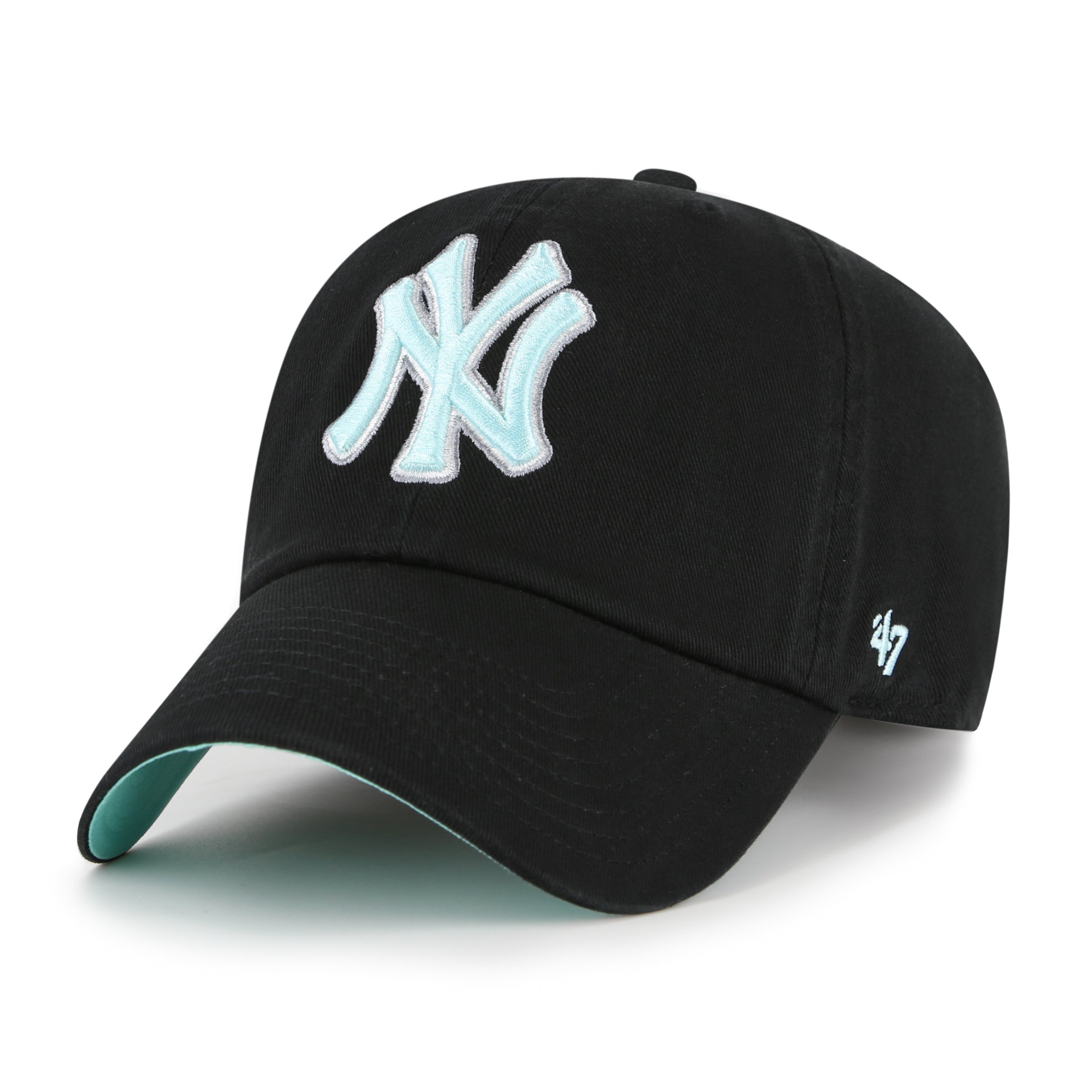 New York Yankees MLB 47 Brand Men's Black Mint Double Under Clean Up Adjustable Hat