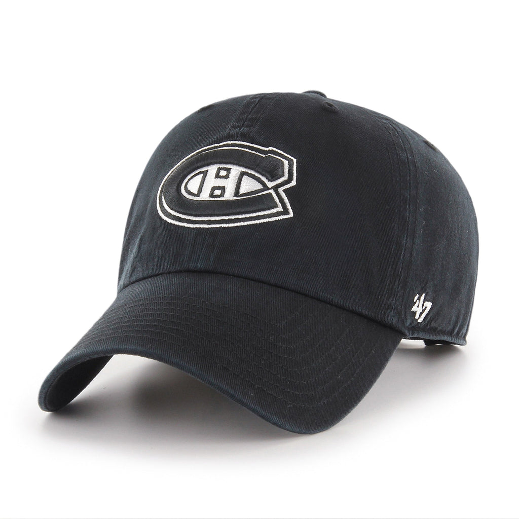 Montreal Canadiens NHL 47 Brand Men's Black White Clean Up Adjustable Hat