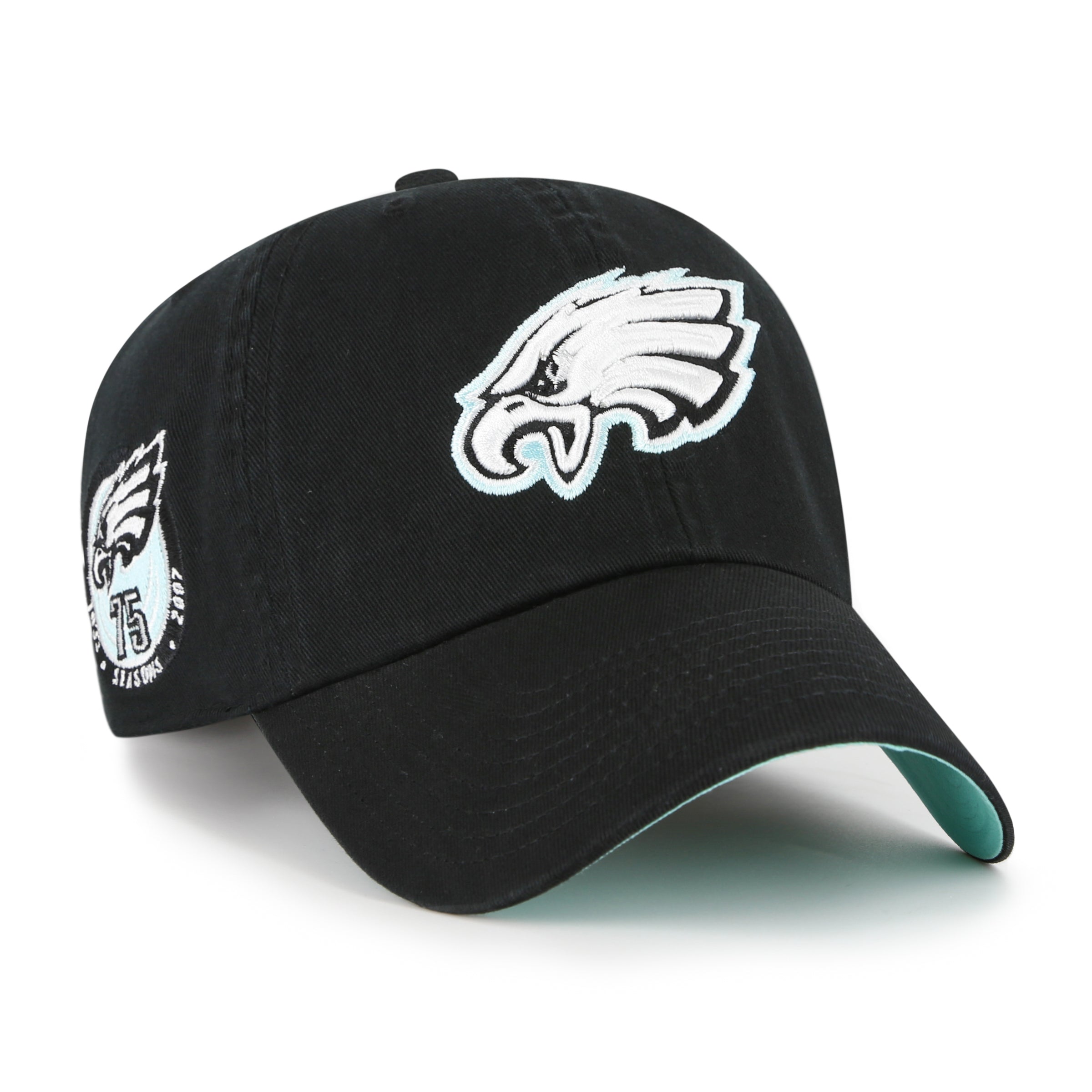 Philadelphia Eagles NFL 47 Brand Men's Black Mint Double Under Clean Up Adjustable Hat