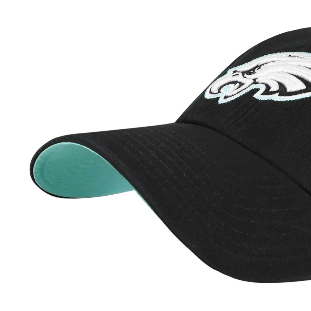 Philadelphia Eagles NFL 47 Brand Men's Black Mint Double Under Clean Up Adjustable Hat