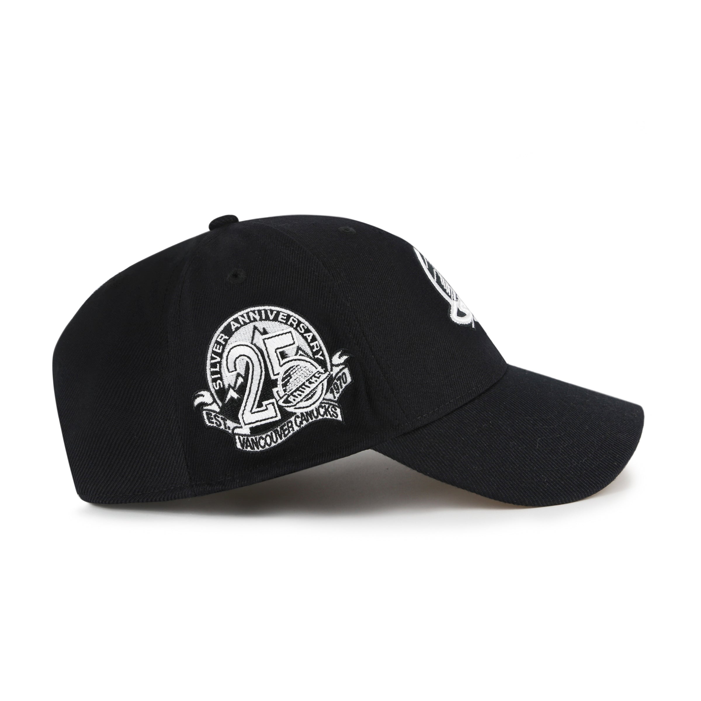 Vancouver Canucks NHL 47 Brand Men's Black White MVP Sure Shot Snapback
