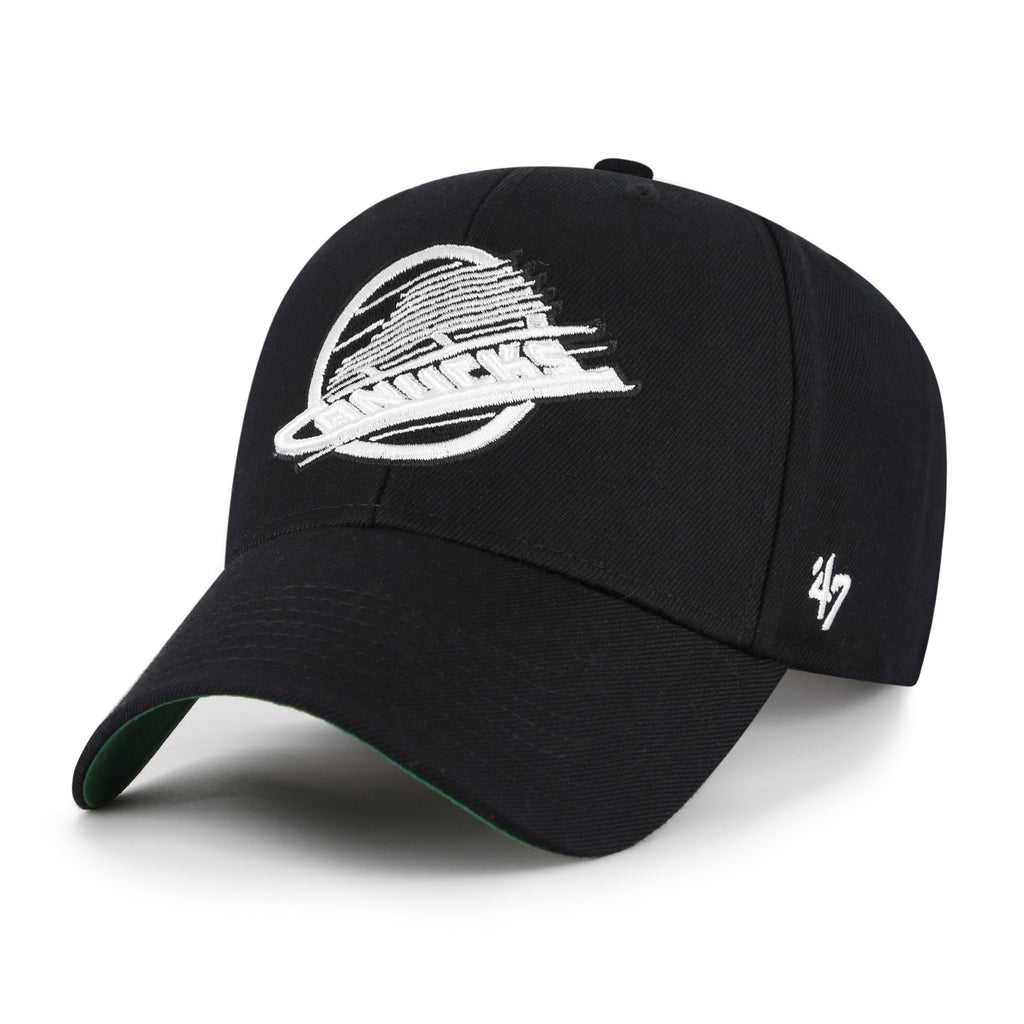 Vancouver Canucks NHL 47 Brand Men's Black White MVP Sure Shot Snapback