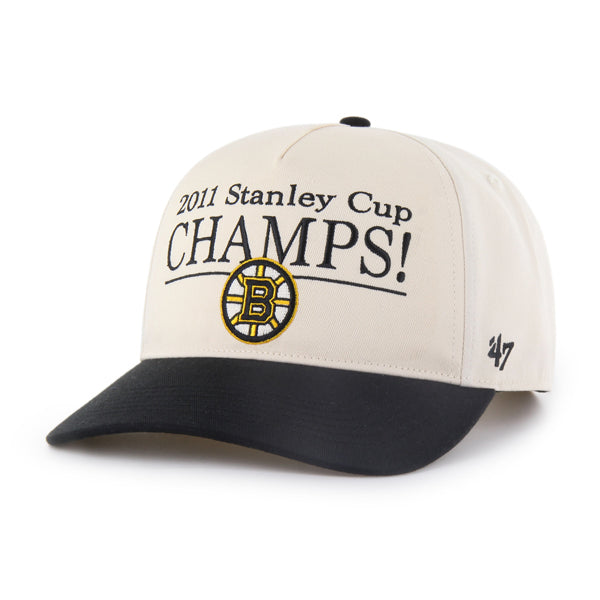 Boston Bruins NHL 47 Brand Men's Beige Black Tabloid Hitch RF Snapback