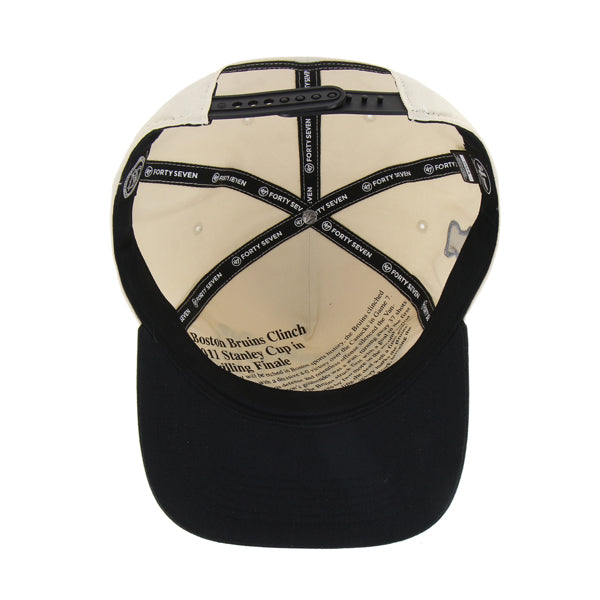 Boston Bruins NHL 47 Brand Men's Beige Black Tabloid Hitch RF Snapback