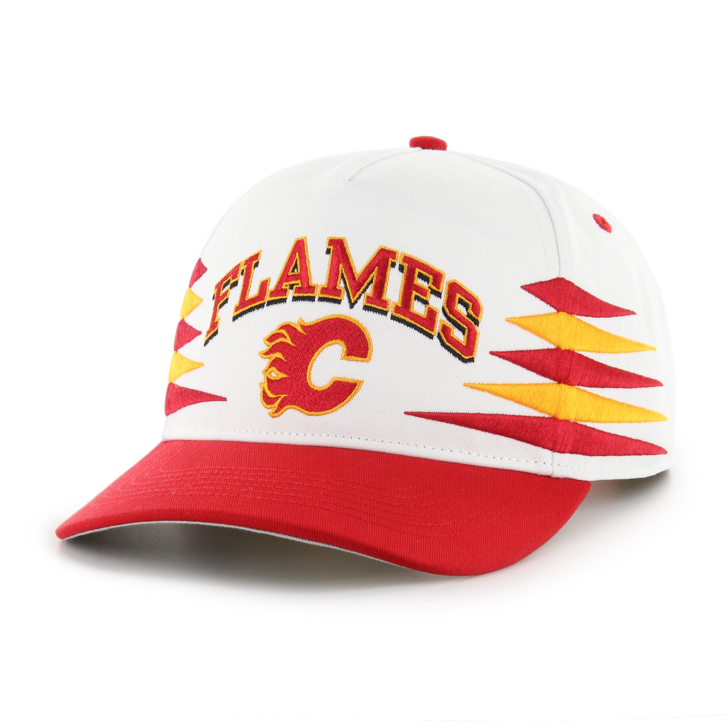 Calgary Flames NHL 47 Brand Men's White Diamond Hitch Snapback Hat