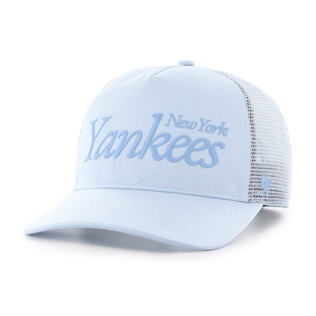 New York Yankees MLB 47 Brand Men's Light Blue Foundation Script Hitch Snapback Hat