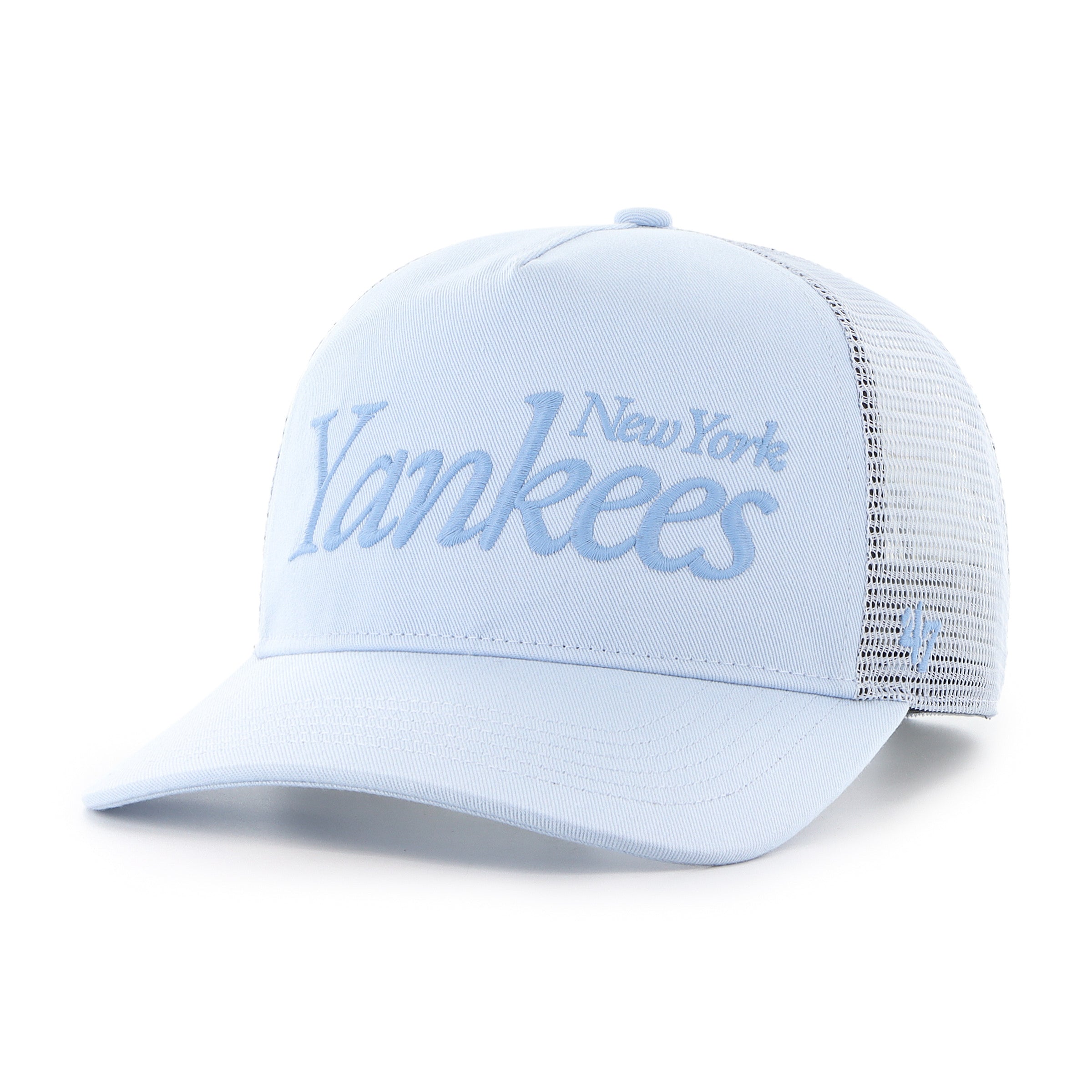 New York Yankees MLB 47 Brand Men's Light Blue Foundation Script Hitch Snapback Hat