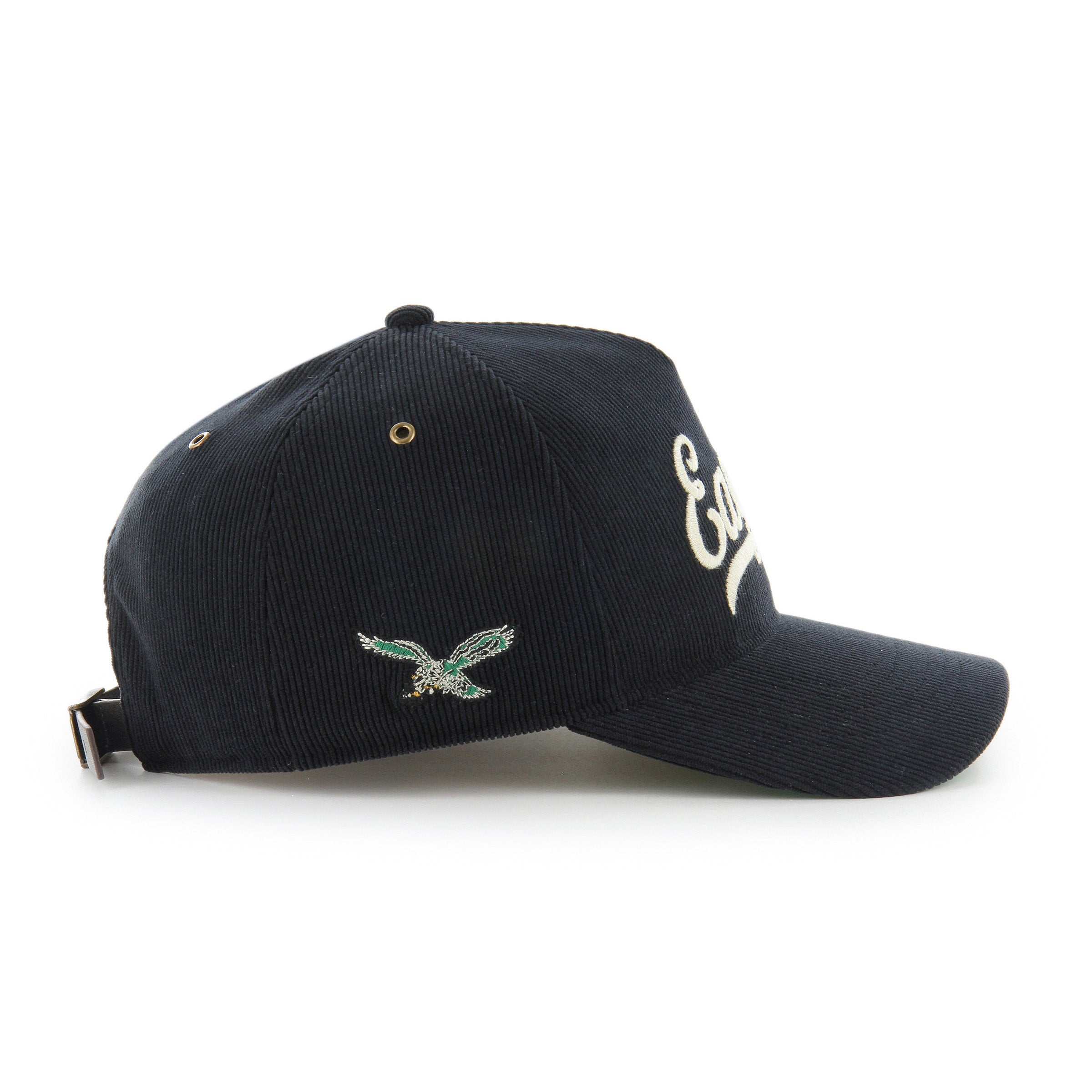 Philadelphia Eagles NFL 47 Brand Men's Black Golden Age Corduroy Hitch Strap back
