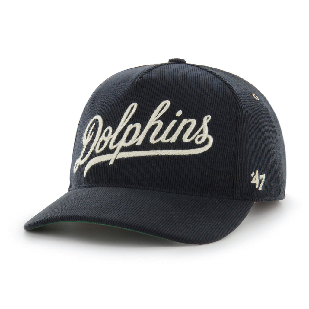 Miami Dolphins NFL 47 Brand Men's Black Golden Age Corduroy Hitch Strap back