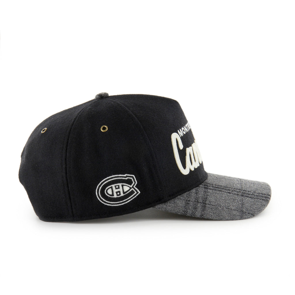 Montreal Canadiens NHL 47 Brand Men's Black Windowpane Plaid Hitch Snapback Hat