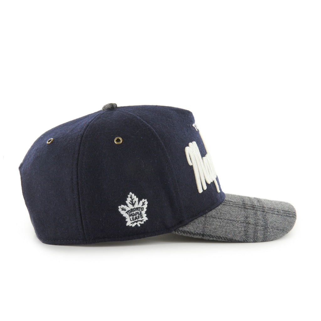 Toronto Maple Leafs NHL 47 Brand Men's Navy Windowpane Plaid Hitch Snapback Hat