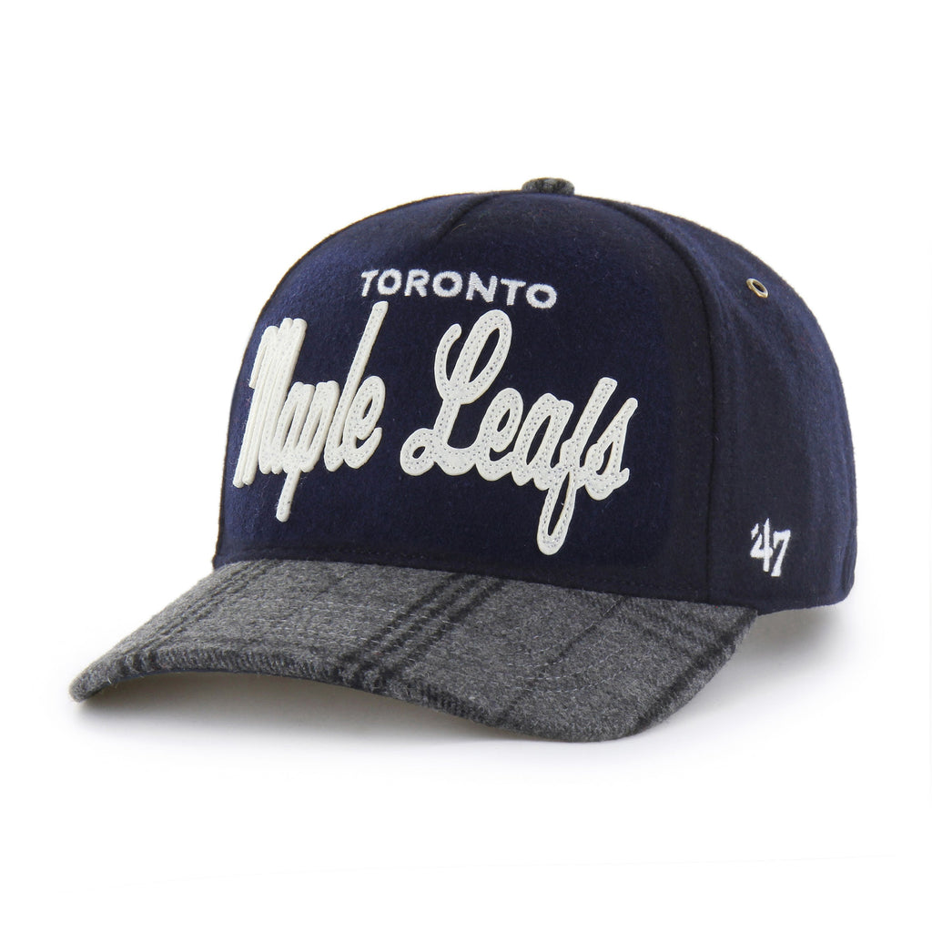 Toronto Maple Leafs NHL 47 Brand Men's Navy Windowpane Plaid Hitch Snapback Hat
