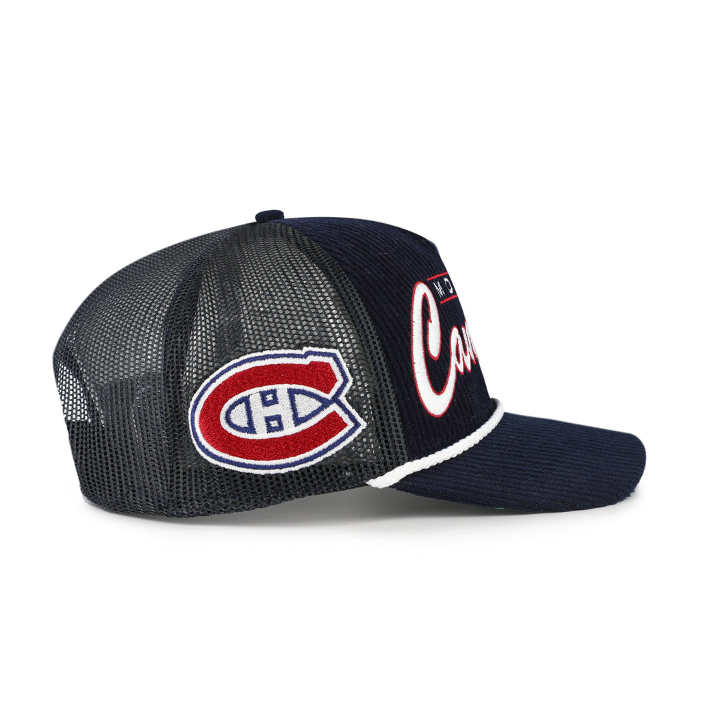 Montreal Canadiens NHL 47 Brand Men's Navy Double Header Mesh Hitch Snapback