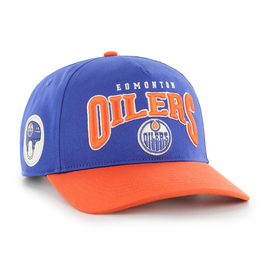 Edmonton Oilers NHL 47 Brand Men's Royal/Orange Hard Hat Arch Hitch Snapback Hat