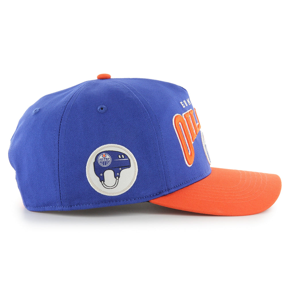 Edmonton Oilers NHL 47 Brand Men's Royal/Orange Hard Hat Arch Hitch Snapback Hat