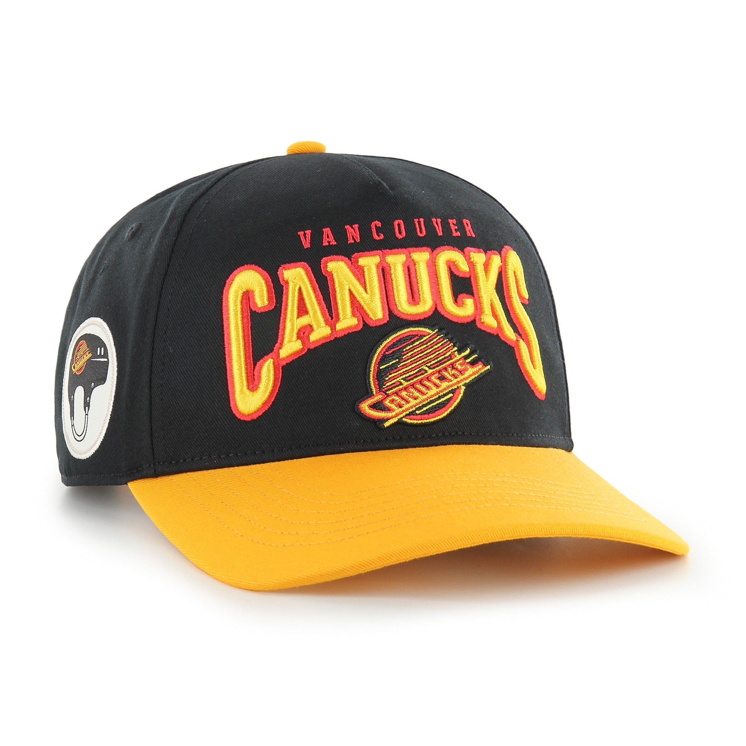Vancouver Canucks NHL 47 Brand Men's Black Hard Hat Arch Hitch Snapback Hat