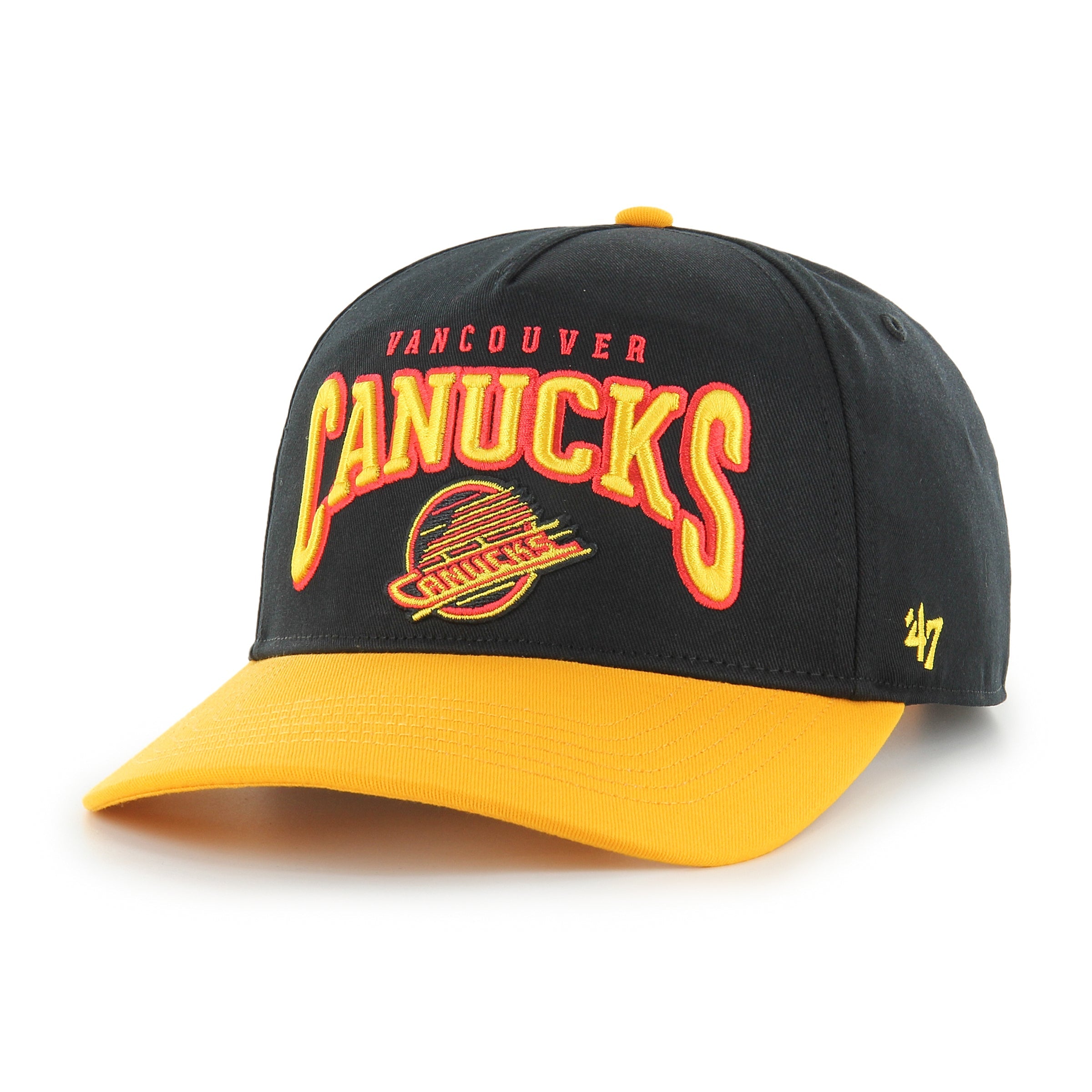Vancouver Canucks NHL 47 Brand Men's Black Hard Hat Arch Hitch Snapback Hat