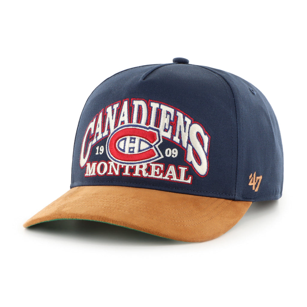 Montreal Canadiens NHL 47 Brand Men's Navy Break Wood Suede Hitch Snapback Hat