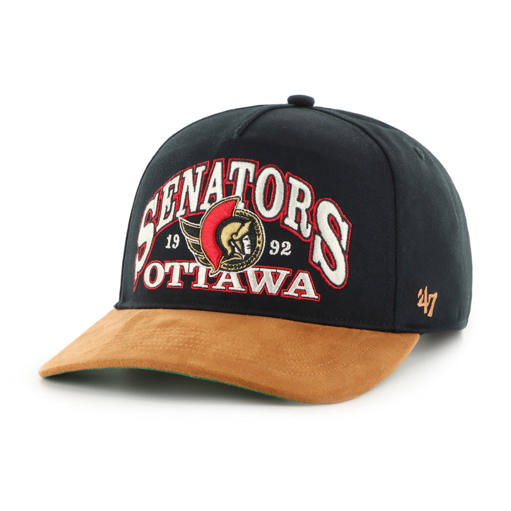 Ottawa Senators NHL 47 Brand Men's Black Break Wood Suede Hitch Snapback Hat