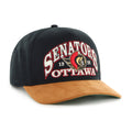 Ottawa Senators NHL 47 Brand Men's Black Break Wood Suede Hitch Snapback Hat